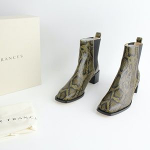 nib DEAR FRANCES snakeskin lizard leather print chelsea boots ankle square toe